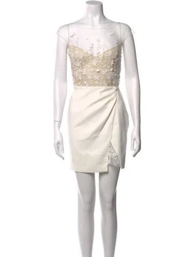 Pre-owned Rime Arodaky Floral Print Mini Dress In Neutral