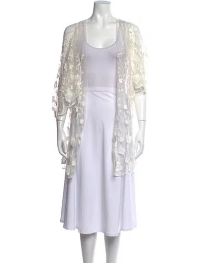 Pre-owned Rime Arodaky Floral Print Scoop Neck Top In Neutrals
