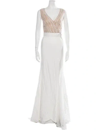 Pre-owned Rime Arodaky Printed Long Dress In White