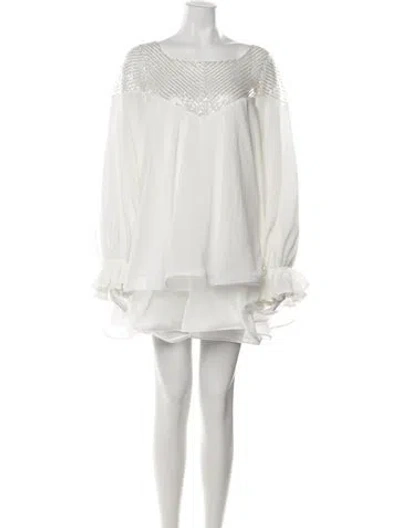 Pre-owned Rime Arodaky Square Neckline Mini Dress W/ Tags In White