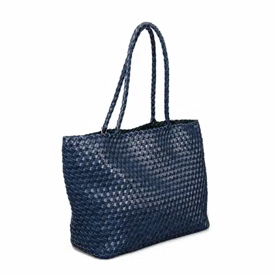 Rimini Women's Blue Vegan Leather Weaving Shopping Bag 'betty' - Navy