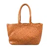 Rimini Women's Brown Woven Leather Handbag 'amadea' - Tan In Brown