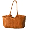 Rimini Women's Brown Woven Leather Handbag In Zigzag Pattern 'vittoria' - Tan In Brown