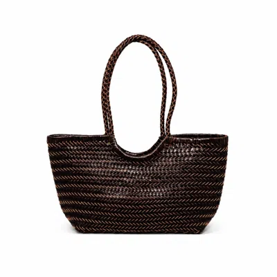 Rimini Women's Hand Weaving Leather Bucket - Dark Brown