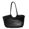 Rimini Women's Hand Weaving Leather Bucket 'evelina' - Black In Black