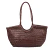 Rimini Women's Woven Leather Beach Bag 'alessia' - Dark Brown In Brown