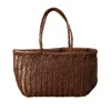 Rimini Women's Hand Weaving Leather Top Handle Bag 'domenica' - Dark Brown