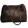 Rimini Women's Hand Weaving Vegan Leather Shoulder Bag - Dark Brown