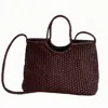 Rimini Women's Hand Woven Leather Bucket Bag - Dark Brown In Brown