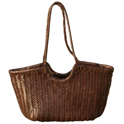 Rimini Women's Hand Woven Leather Handbag 'vittoria' - Dark Brown