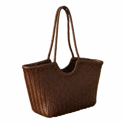 Rimini Women's Hand Woven Shooper - Dark Brown