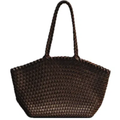 Rimini Women's Handmade Weaving Leather Tote 'vincenza' - Dark Brown