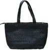 Rimini Women's Oversize Woven Leather Tote 'tabitha' - Black In Black