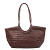 Rimini Women's Woven Leather Beach Bag 'alessia' - Dark Brown In Brown