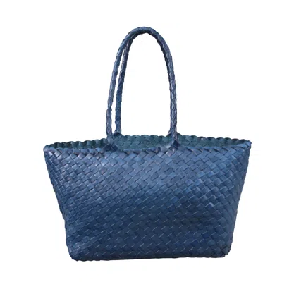 Rimini Women's Woven Leather Handbag 'amadea' - Blue