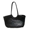 Rimini Women's Hand Weaving Leather Bucket 'evelina' - Black In Black