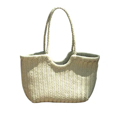 Rimini Women's Woven Leather Handbag In Zigzag Pattern 'vittoria' - White