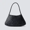 Rimini Women's Woven Leather Shoulder 'leontina' - Black