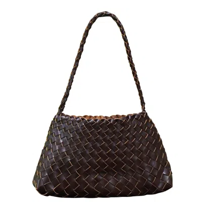 Rimini Women's Woven Leather Shoulder 'leontina' - Dark Brown