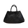 Rimini Women's Woven Leather Tote 'elisabetta' - Black In Black