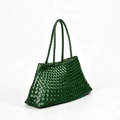 Rimini Women's Woven Vegan Leather Carry On Bag - Green