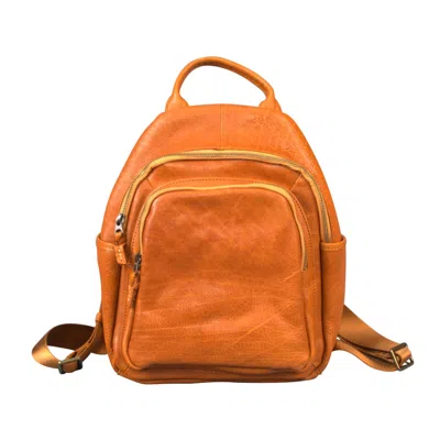Rimini Women's Yellow / Orange Leather Backpack ‘greta' - Yellow In Brown