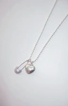 Rimor Jewelry Mini Heart Pin Chain Necklace In Silver