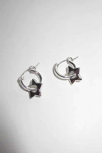 Rimor Jewelry Rimor Lil Star Hoops In Silver, Women's At Urban Outfitters