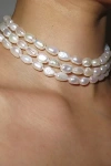 Rimor Jewelry Rimor The 3 Row Baroque Pearl Choker Necklace In White, Women's At Urban Outfitters In White