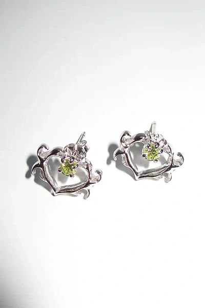 Rimor Jewelry Rimor The Selma Heart Studs In Silver, Women's At Urban Outfitters