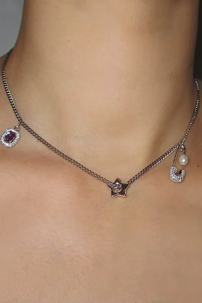 Rimor Jewelry Rimor The Stella Chain Choker In Silver, Women's At Urban Outfitters In Metallic