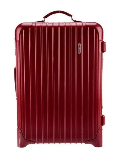 Pre-owned Rimowa Leather-trimmed Plastic Suitcase In Red