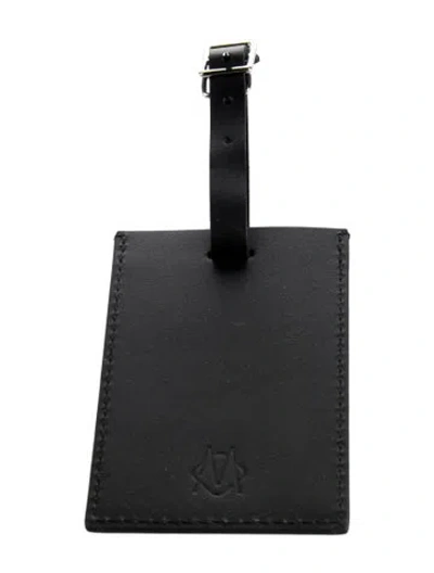 Pre-owned Rimowa Men's Black Leather  Luggage Tag With Debossed Logo At Surface.