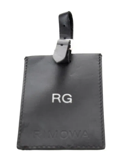 Pre-owned Rimowa Men's Black Leather  Luggage Tag With Debossed Logo At Surface.