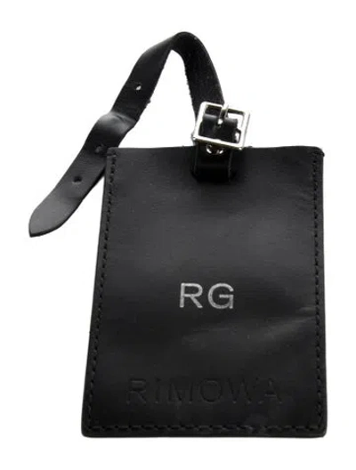 Pre-owned Rimowa Men's Black Leather  Luggage Tag With Debossed Logo At Surface.