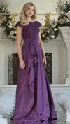 Rina Di Montella 3327 Long Formal A Line Mother Of The Bride Dress In Purple