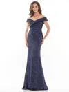 Rina Di Montella Long Formal Off Shoulder Gown 2740 In Blue
