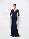 Rina Di Montella Peplum Style Long Dress 2685 In Blue