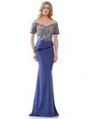 Rina Di Montella Rd2918 Long Off Shoulder Mermaid Formal Gown In Purple