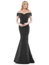 Rina Di Montella Rd2937 Long Off Shoulder Formal Mermaid Gown In Black