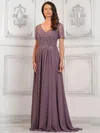 Rina Di Montella Rd2940 Mother Of The Bride A Line Long Formal Dress In Purple
