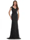 Rina Di Montella Rd2978 Fitted Formal Evening Long Gown In Black