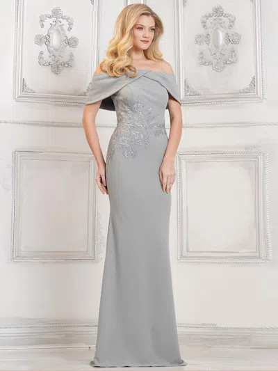 Rina Di Montella Rd3114 Long Formal Fitted Evening Dress In Gray