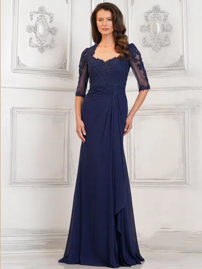 Rina Di Montella Rd3132 Long Formal Fitted Evening Dress In Blue