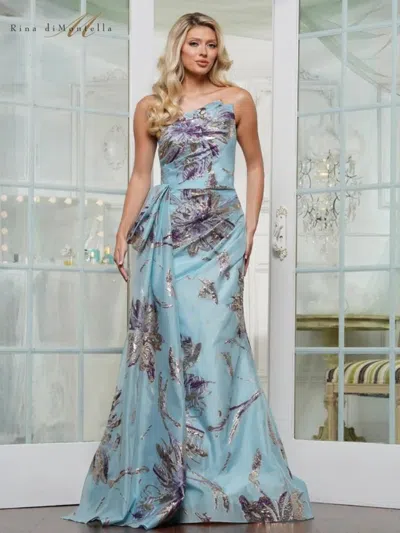 Rina Di Montella Rd3233 Long Formal Printed Dress In Multi