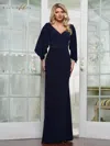 Rina Di Montella Rd3238 Formal Long Beaded Cape Sleeve Dress In Blue