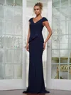 Rina Di Montella Rd3239 Long Peplum Fitted Formal Dress In Blue