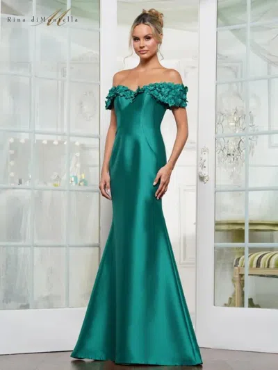 Rina Di Montella Rd3254 Long Formal Mermaid Plus Size Dress In Green