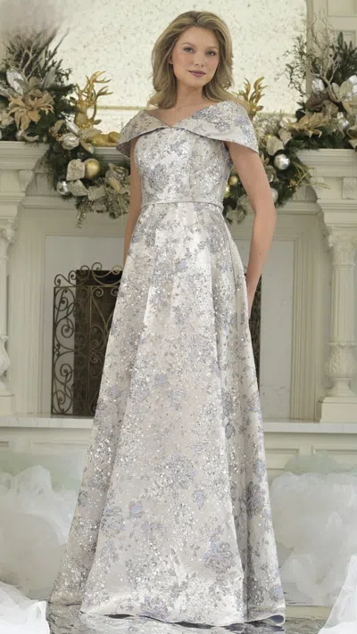 Rina Di Montella Rd3312 Beaded Long Formal Evening A Line Dress In Multi