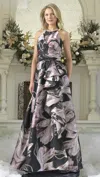 Rina Di Montella Rd3361 Formal Long Ruffle Evening A Line Dress In Multi